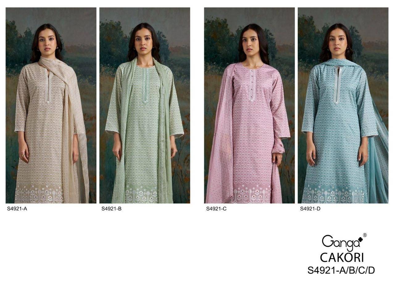CAKORI 4921 By GANGA 4921 A TO 4921 D Beautiful Festive Suits Stylish Colorful Fancy Casual Wear & Ethnic Wear PREMIUM COTTON Dresses At Wholesale Price